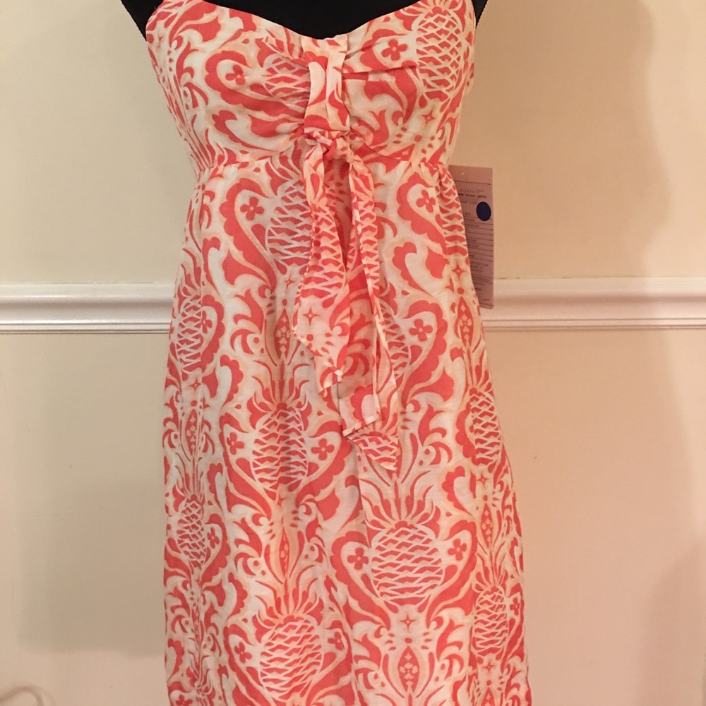 Kate Spade Coral and White High Low Dress